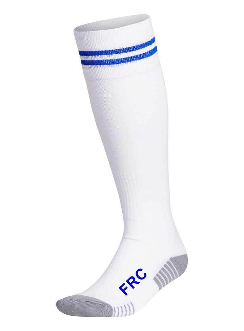 Medias De Futbol Deportivas Blanco Con Líneas Azul Rey Frc Infantil-0