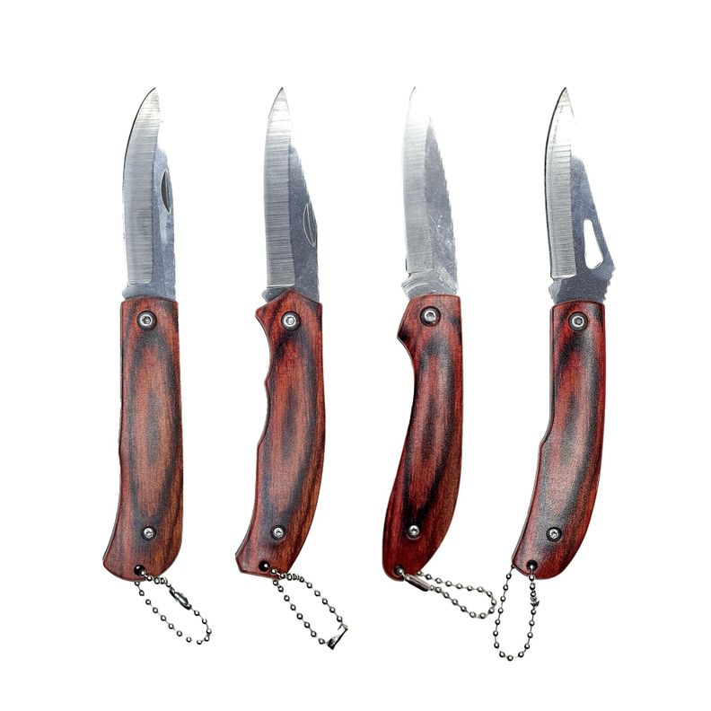 Set de cuchillos, navajas de bolsillo plegable madera-0