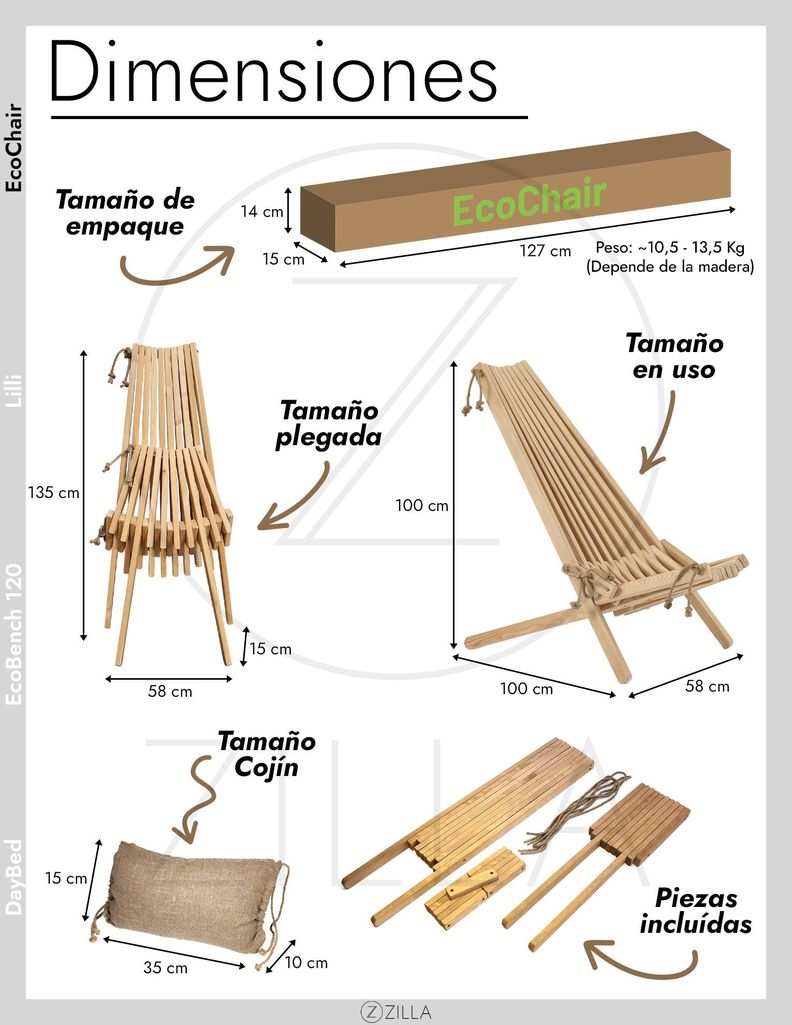 Silla Finlandesa Alerce Europeo Natural / Silla, Reposera Terraza-1