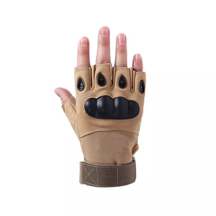 Guantes Tácticos Cortos Nudillos Reforzados Beige-1