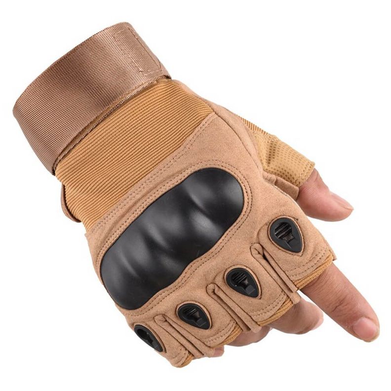 Guantes Tácticos Cortos Nudillos Reforzados Beige-0