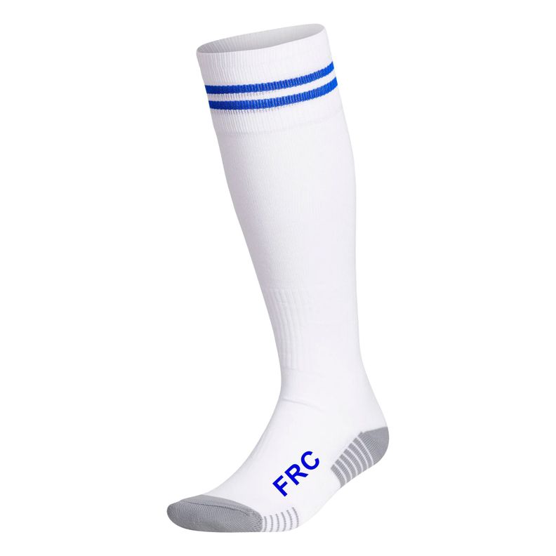 Medias De Futbol Deportivas Blanco Con Líneas Azul Rey Frc Juvenil-0