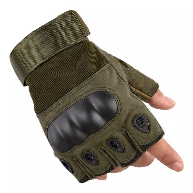 Guantes Tácticos Cortos Nudillos Reforzados Verde-0