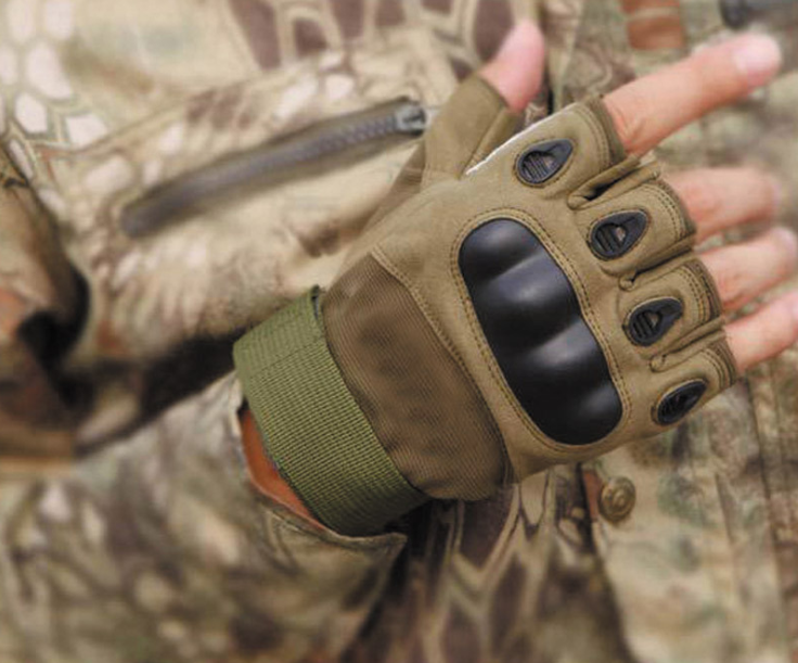 Guantes Tácticos Cortos Nudillos Reforzados Verde-1