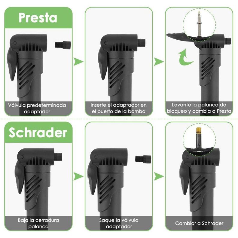 Bombin Mini Inflador Para Bicicleta y Balon Negro-3