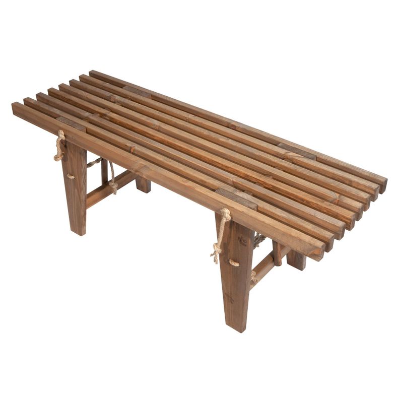 Banca Finlandesa 1.20 m Madera Pino Silvestre Europeo Castaño Aceitado / Uso interior y exterior-0