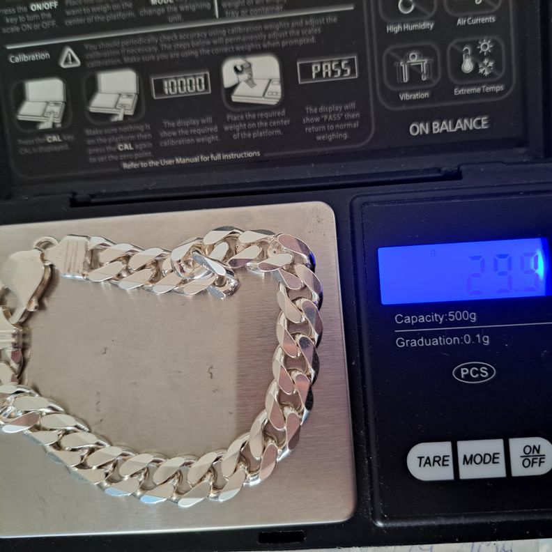 pulsera plata italiana gruesa hombre -5