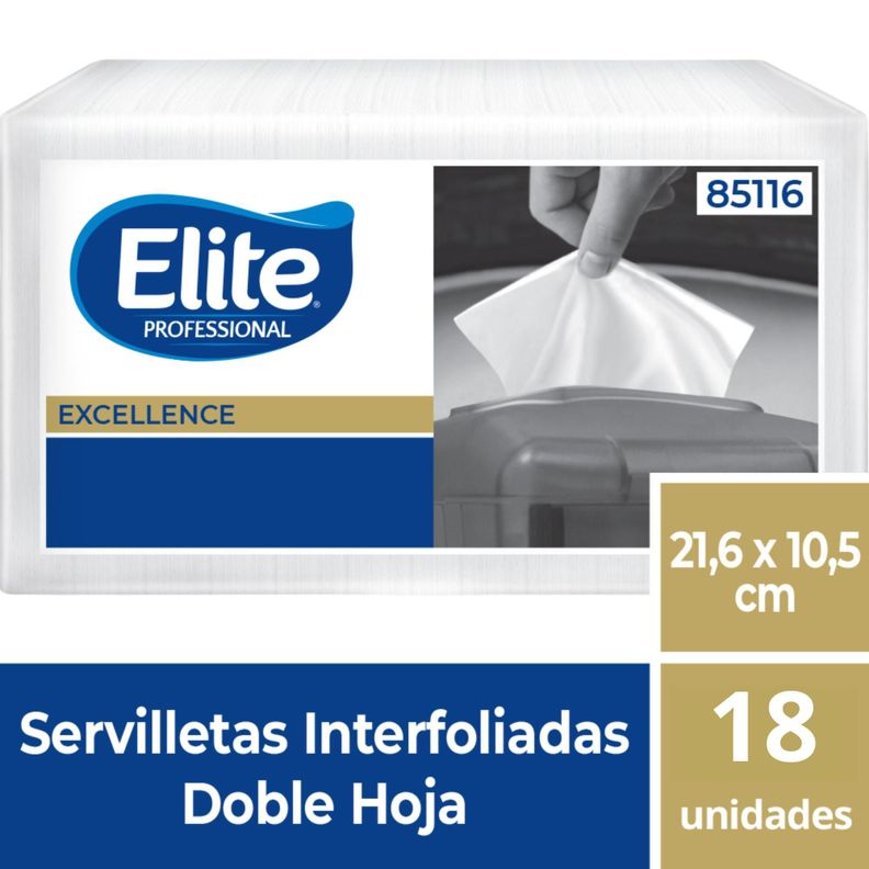 18 Pack Servilleta Interfoliada Elite Pro Doble Hoja x 400Un