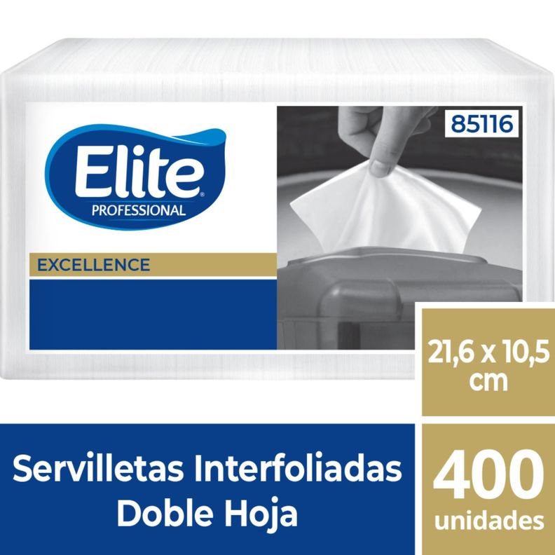 Servilleta Interfoliada Elite Pro Doble Hoja 1paquete x400Un