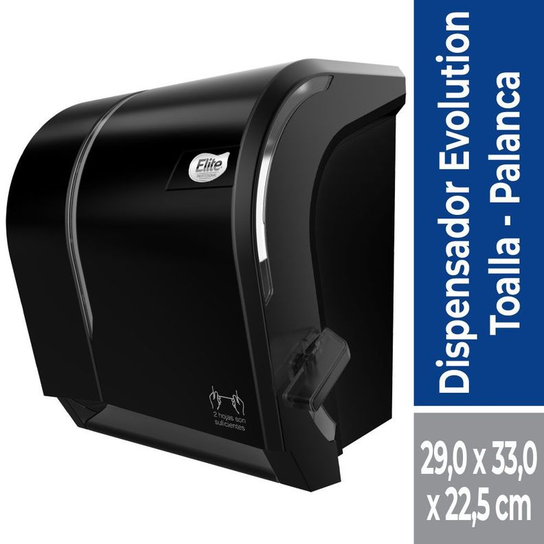 Dispensador Toalla Rollo Palanca Negro Elite Professional