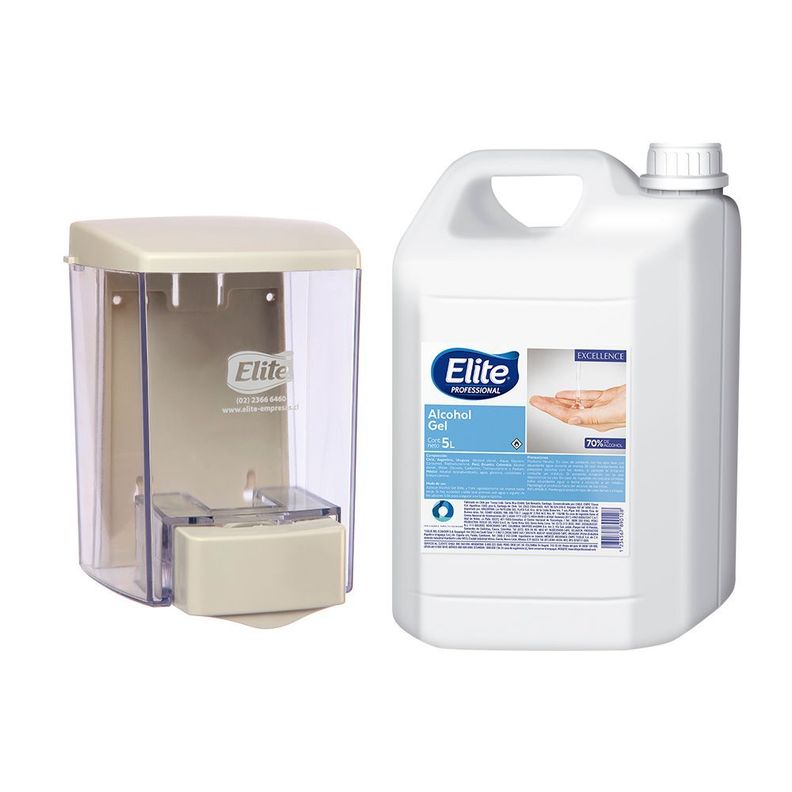 Dispensador Jabonera Rellenable + Recarga Alcohol Gel 5 lt