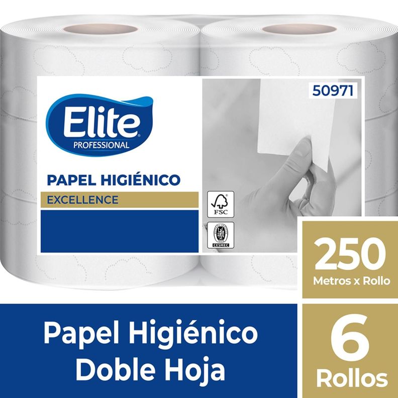 6 Rollos De Papel Higiénico Elite Professional De 250 Mts