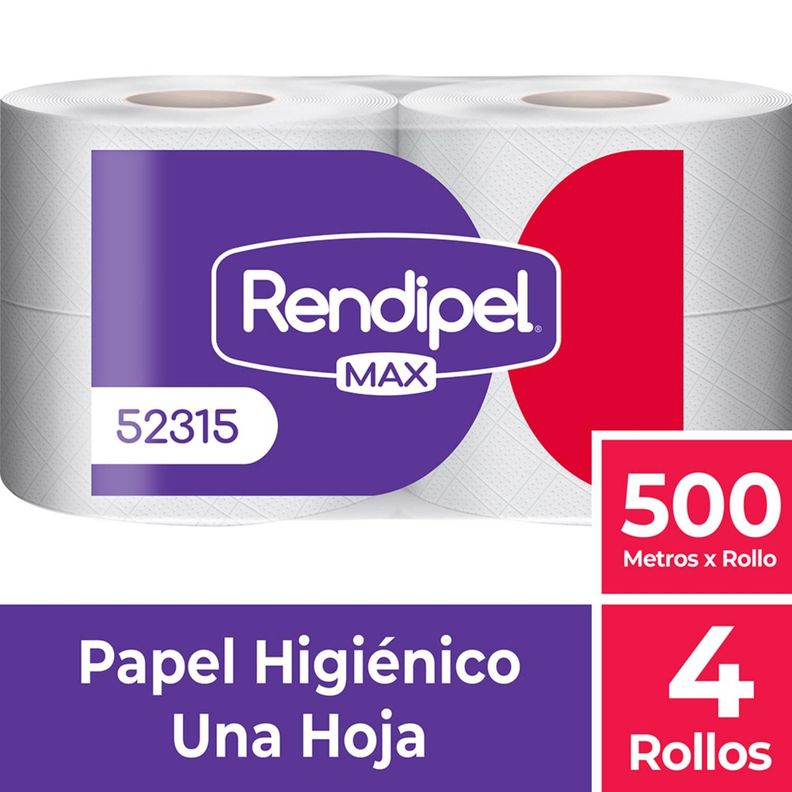 Papel Higiénico Rollo 4 Un x 500 Mts Rendipel Max