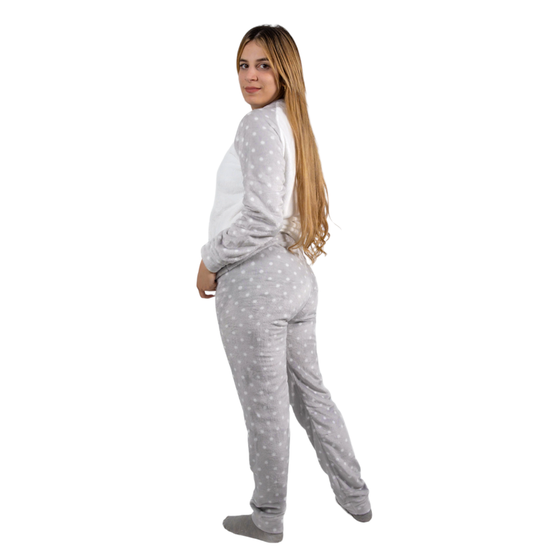 Pijama Polar Suave Mujer Diseño Osito Panda Lunares-2