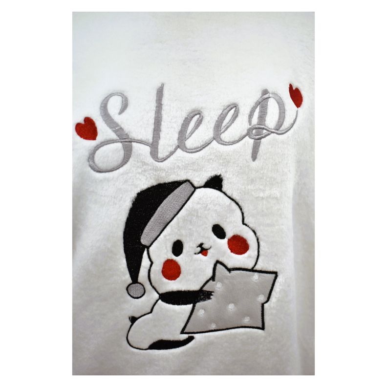 Pijama Polar Suave Mujer Diseño Osito Panda Lunares-3