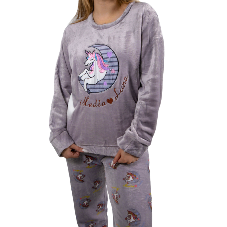 Pijama Polar Suave Mujer Diseño Unicornio-1