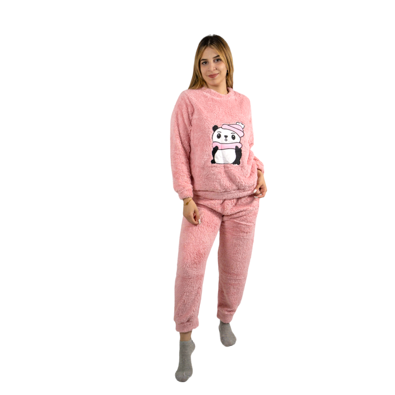 Pijama Mujer Polar Sherpa Diseño Osito Panda-0