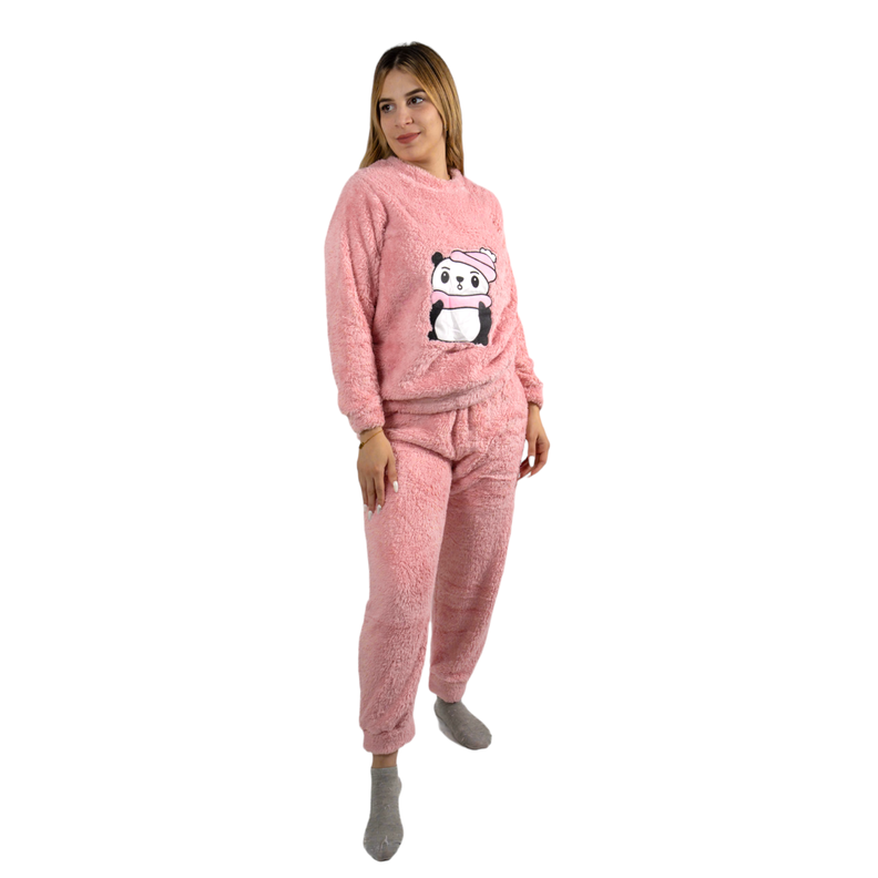 Pijama Mujer Polar Sherpa Diseño Osito Panda-1
