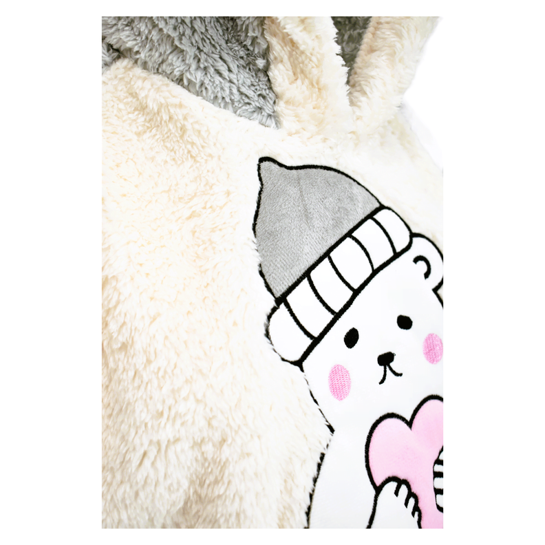 Pijama Mujer Polar Sherpa con Capucha  Diseño Oso Amoroso-2