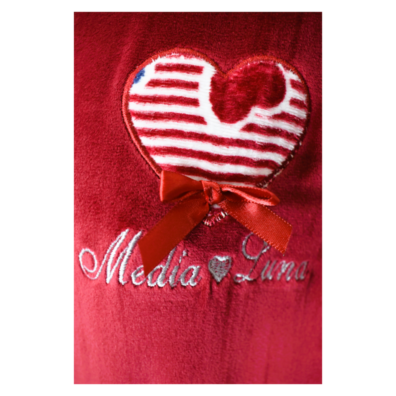Pijama Media Luna Mujer Plush Manga Larga Diseño Corazón-4