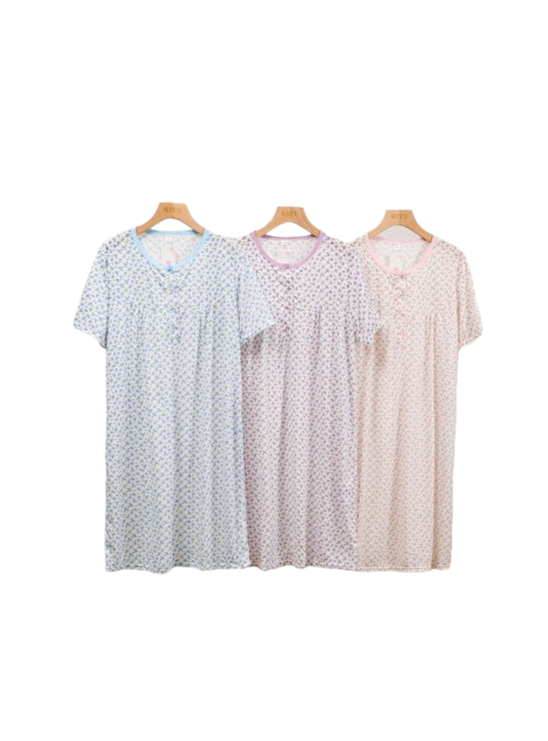 Pijama Camisola Mujer Manga Corta Diseño Floreado-2