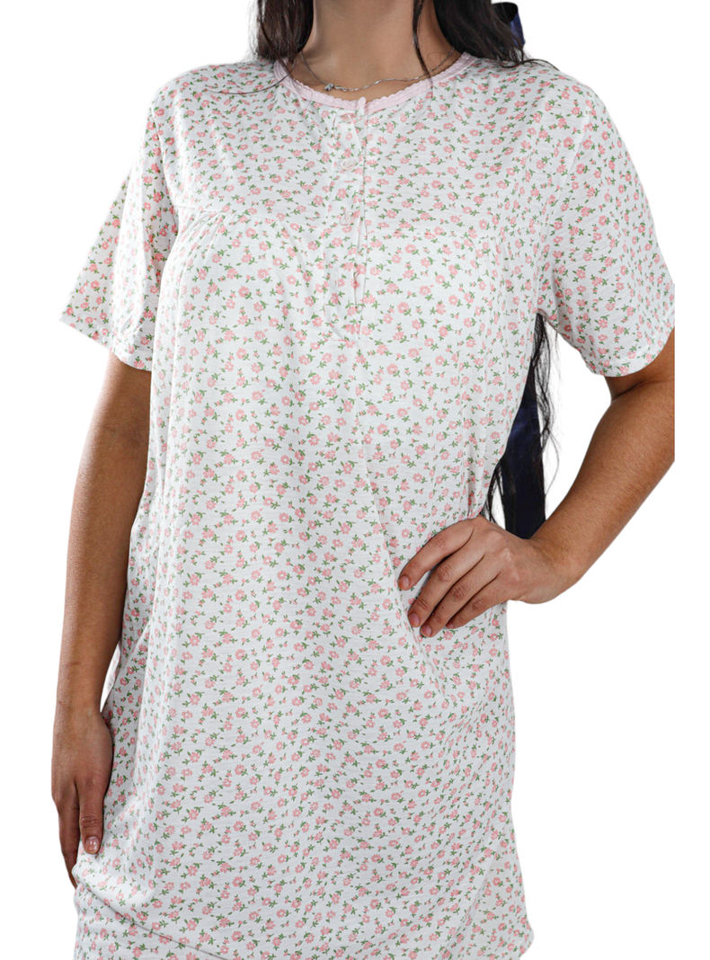 Pijama Camisola Mujer Manga Corta Diseño Floreado-1
