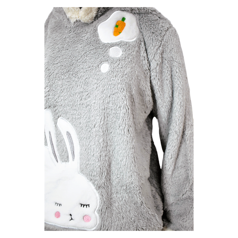 Pijama Mujer Polar Sherpa con Capucha  Diseño Conejito-2