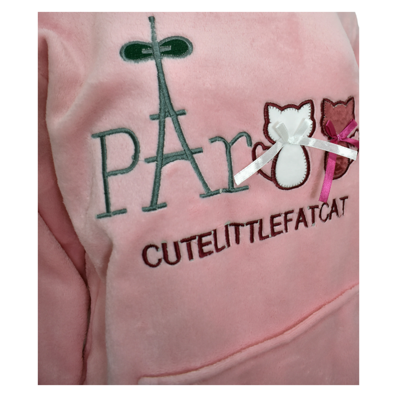 Pijama Polar Suave Con Capucha Mujer Diseño Paris-3