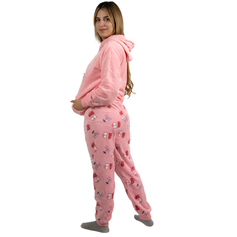 Pijama Polar Suave Con Capucha Mujer Diseño Paris-2