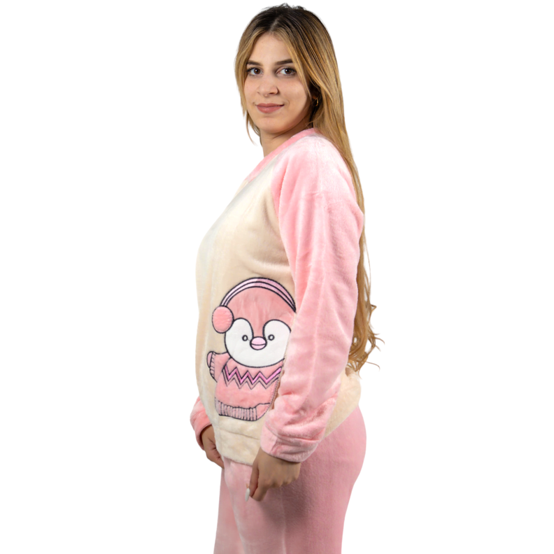 Pijama Polar Suave Mujer Diseño Pinguino-1