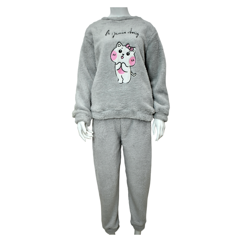 Pijama Mujer Polar Sherpa Diseño Gatita Cute-2