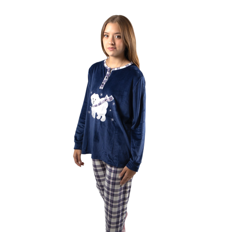 Pijama Media Luna Mujer Plush Manga Larga Diseño Perrito Puddle-1