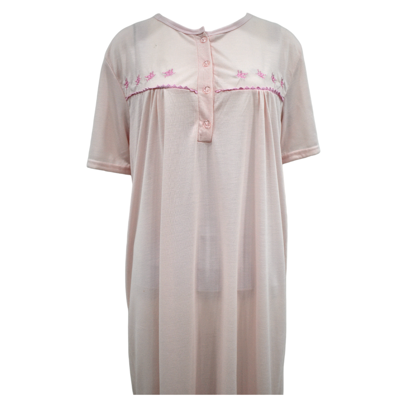 Pijama Camisola Mujer Manga Corta Diseño Bordado-1