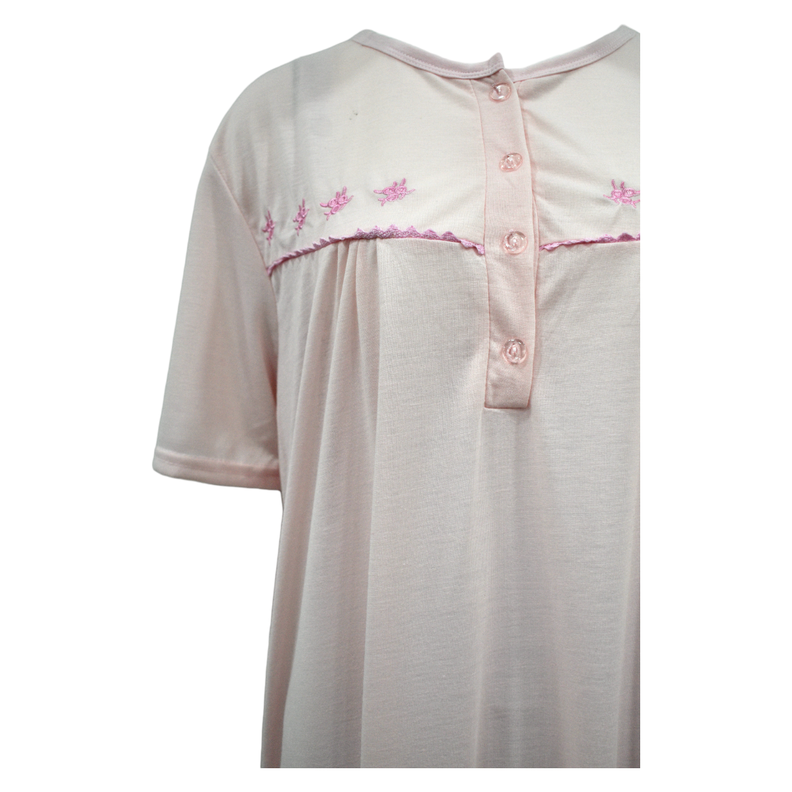 Pijama Camisola Mujer Manga Corta Diseño Bordado-2