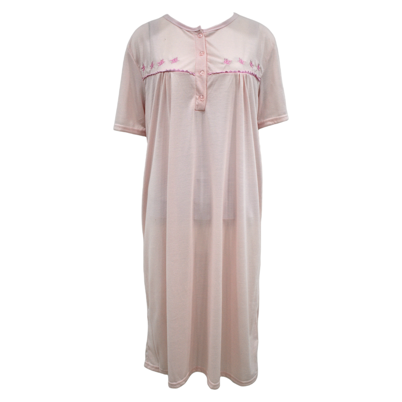 Pijama Camisola Mujer Manga Corta Diseño Bordado-0