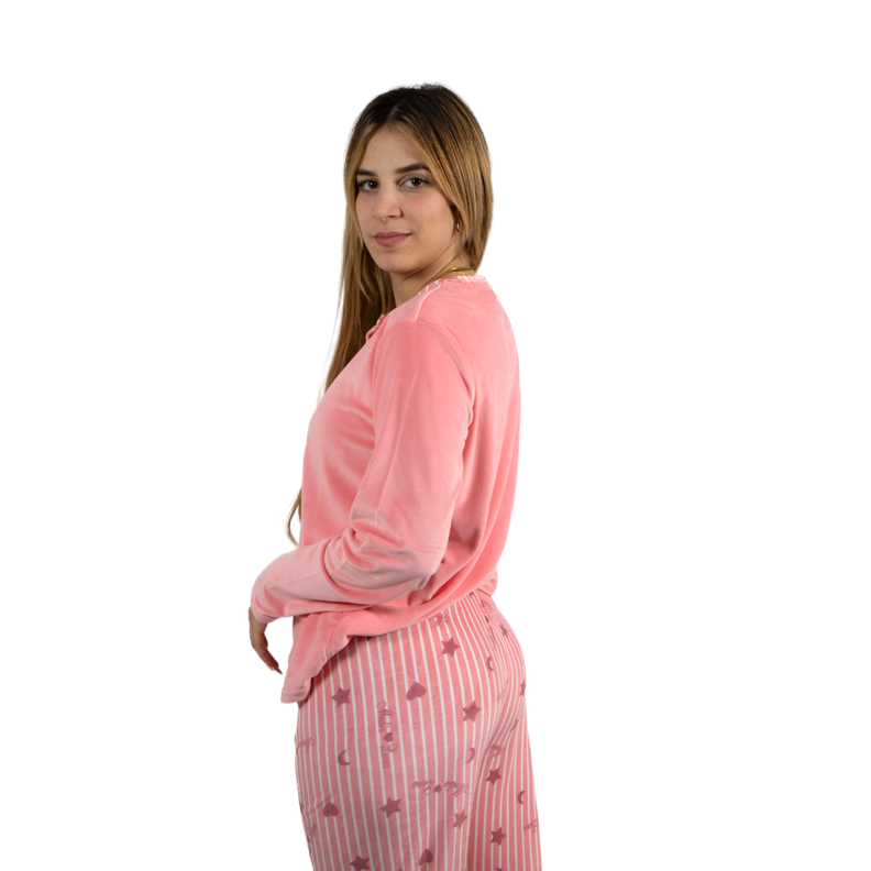 Pijama Media Luna Mujer Plush Manga Larga Diseño Pinguino Soñador-1