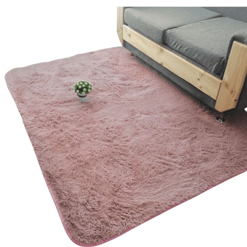 Alfombra Para Living Peluda Tipo Shaggy Medida 180cm x 200cm Color Rosado-0