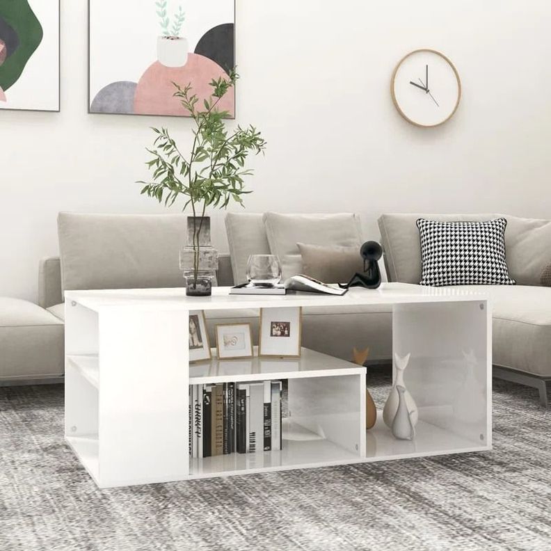 Mesa de Centro Minimalista con Espacios de Almacenamiento 5-1