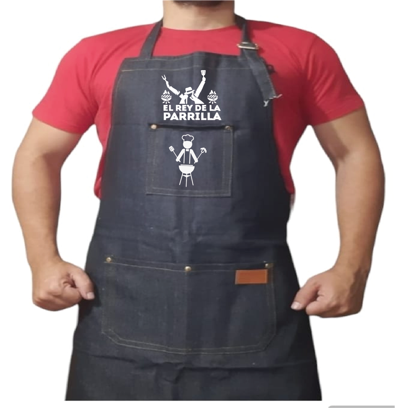 DELANTAL PARRILLERO ESTAMPADO EL REY DE LA PARRILLA-0