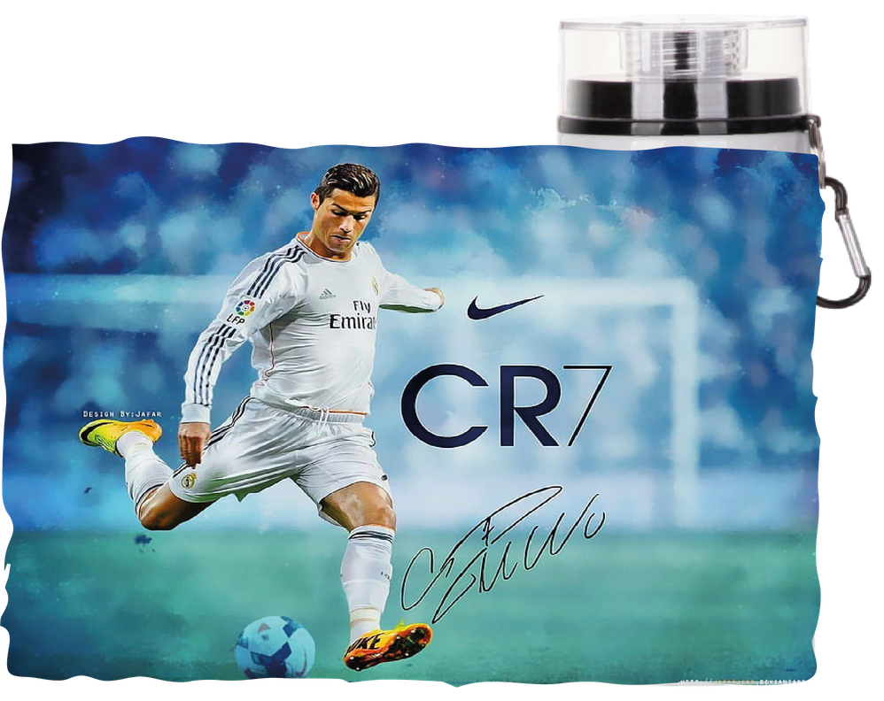 BOTELLA DE AGUA ESTAMPADA DE CR7, RONALDO FUTBOL, REGALO 1-1