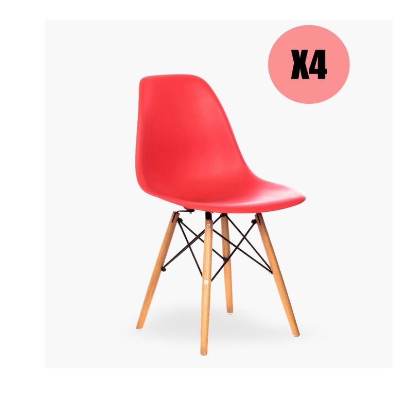 Pack 4 sillas Eames Rojas-0