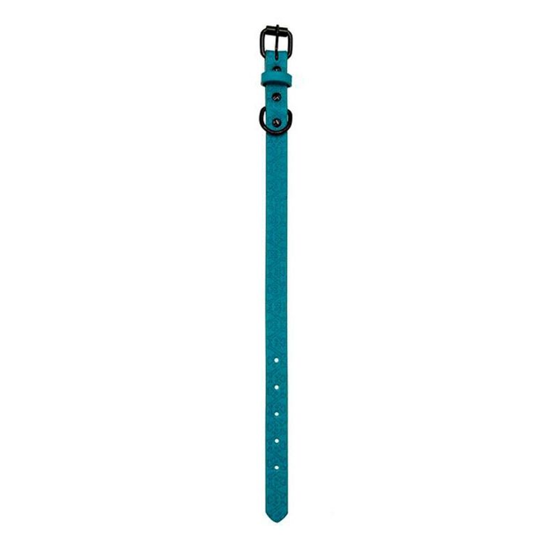 Collar De Perro De Cuero Sintetico Celeste 42cm-0