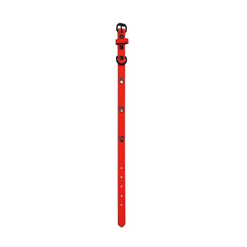 Collar De Perro De Cuero Sintetico Paticas ROJO-0