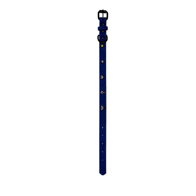 Collar De Perro De Cuero Sintetico Animado AZUL-0