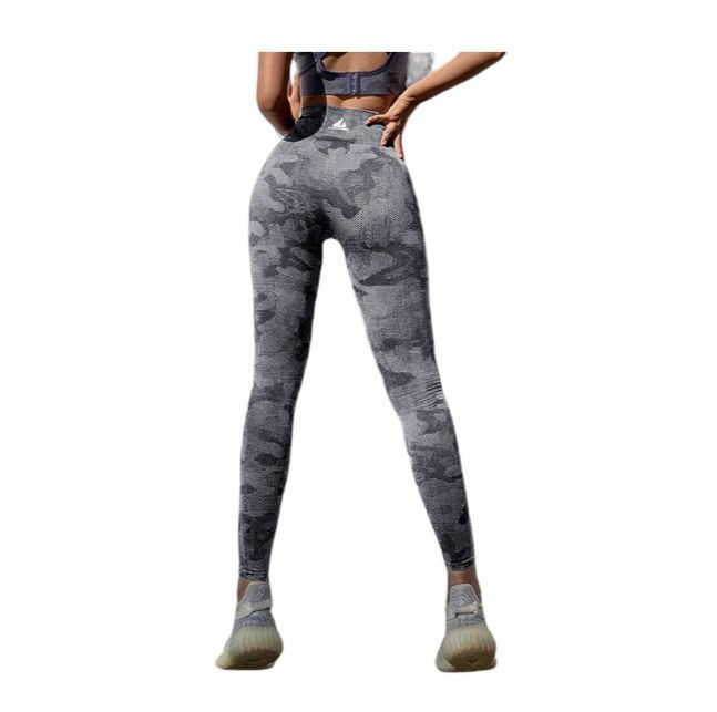 Leggins Mujer Deportivo Cintura Alta Gimnasio Yoga Camuflaje Negro TALLA UNICA-0