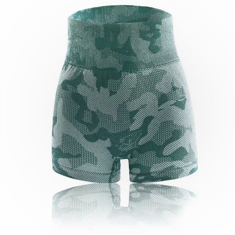 Short Deportivo Mujer Leggings Mallas Cintura Alta Camuflaje Verde oscuro TALLA UNICA-0