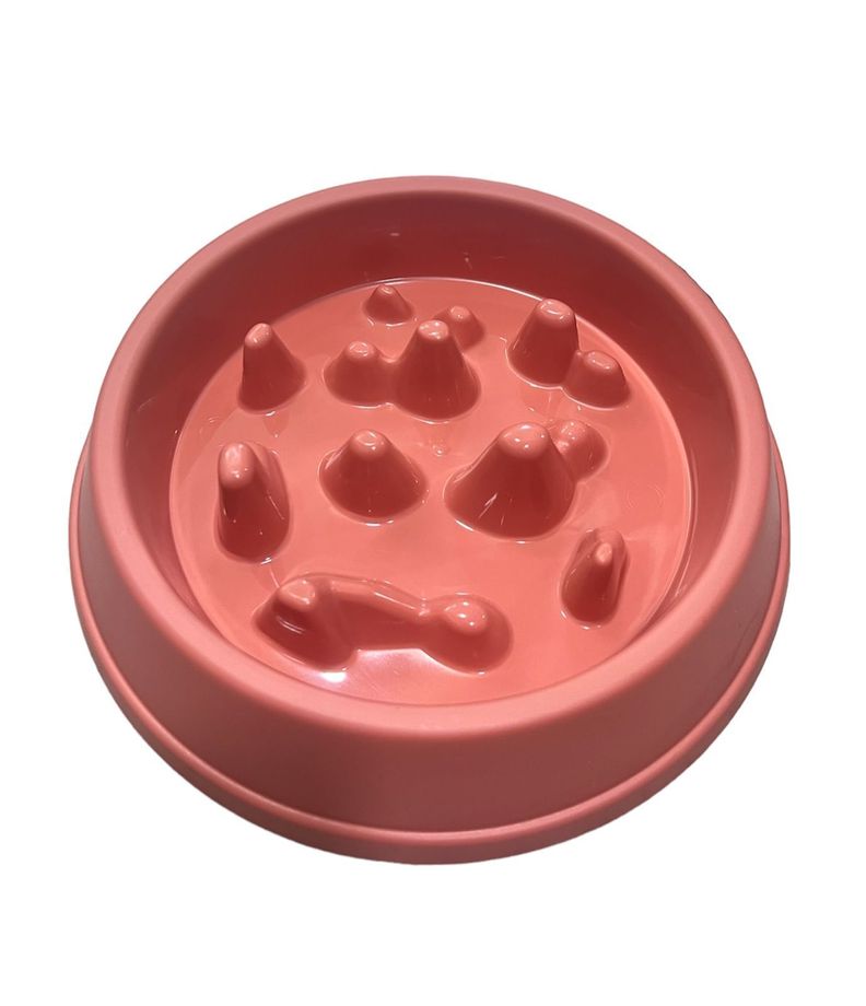 Plato de perro come lento Rosa-0