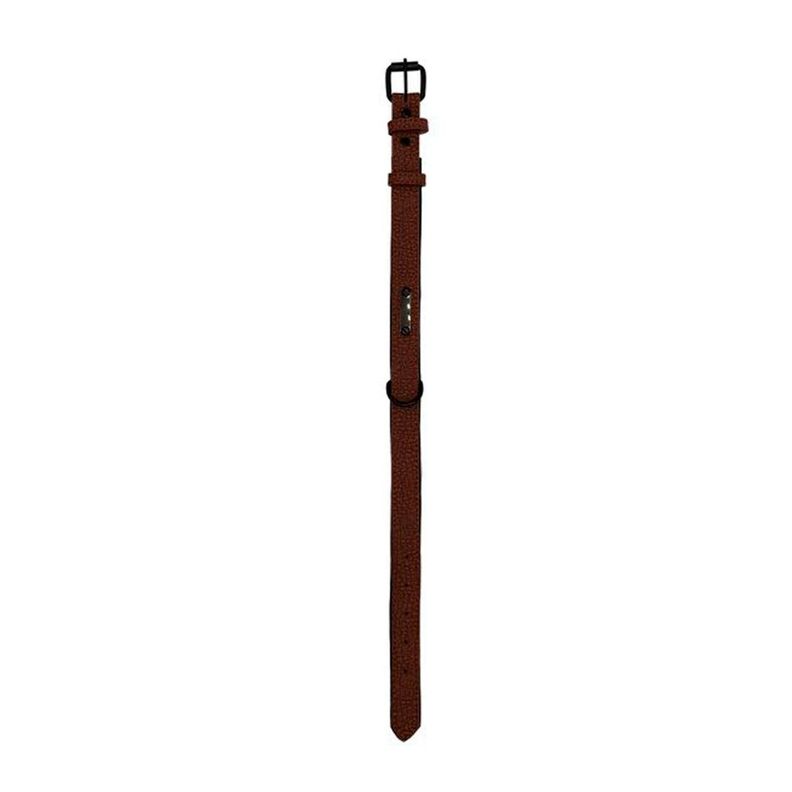 Collar De Perro Con Placa Cuero Sintetico Marron-0