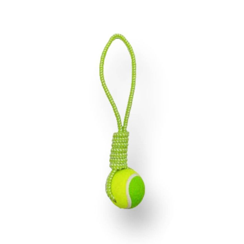 Juguete perro zoga unicolor con pelota 31cm verde -0