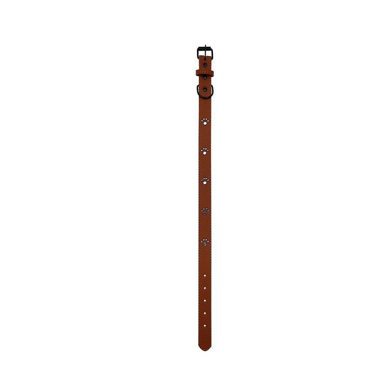 Collar De Perro De Cuero Sintetico Paticas MARRON-0